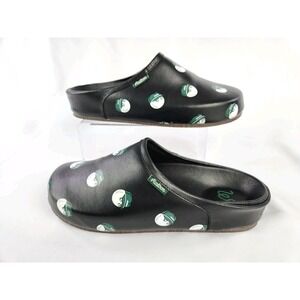 Malbon Resort Clog Slide Black Leather Men's Golf Slippers Loafers Size US 12